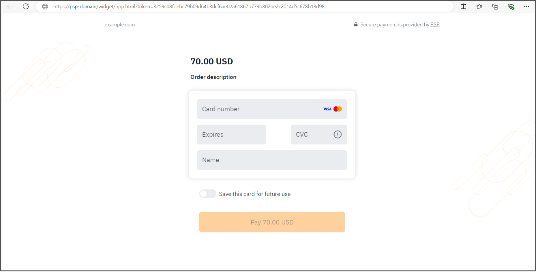 Payment page on Paytastic domain